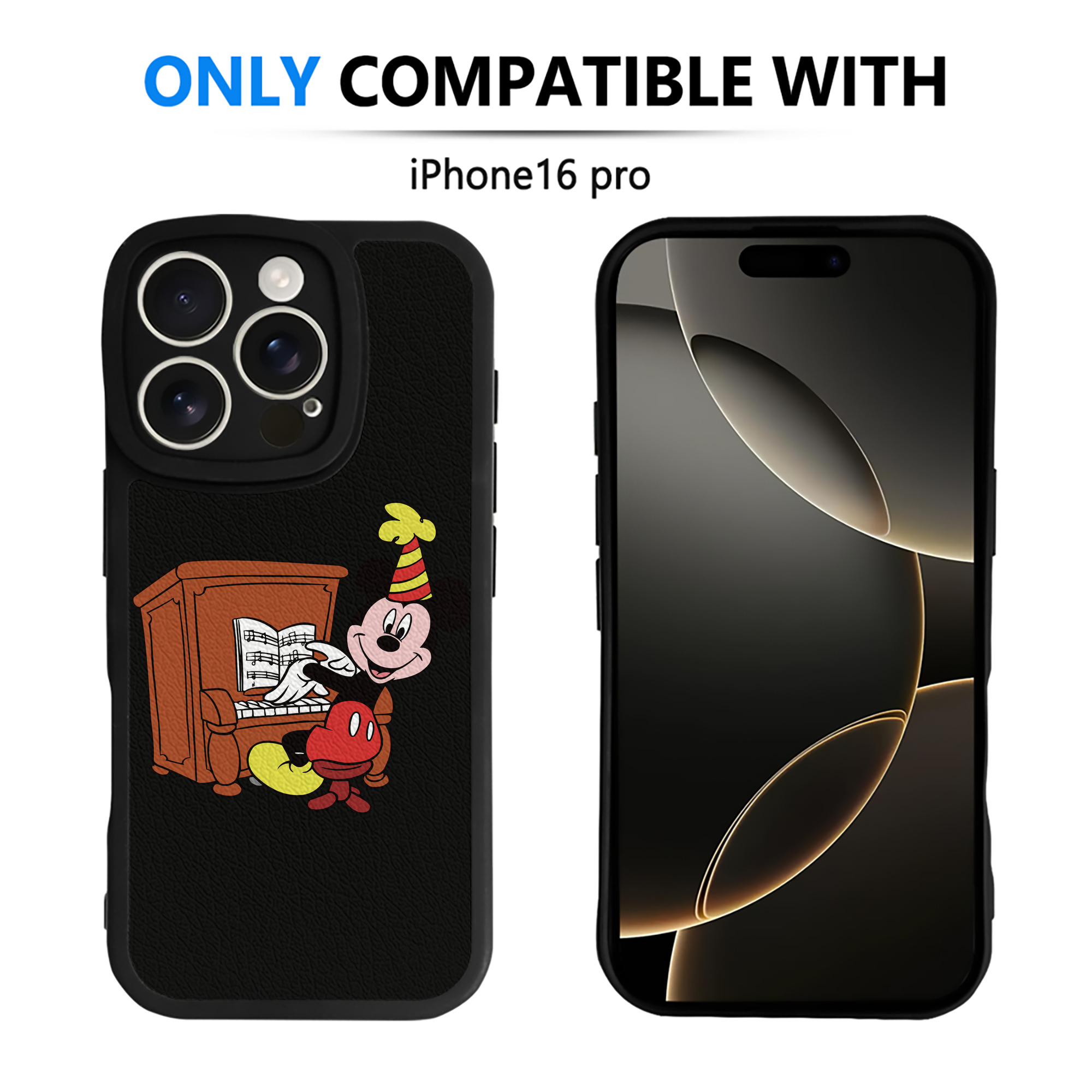 （画像用） ミッキーマウス Mickey Mouse 【iPhone 16シリーズ対応】シリコンスマホケース（レザー調） 材質：シリコン